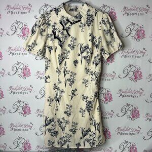 Dress Japanese style ribbon detail Floral Cream Dress tropical flowers Asia